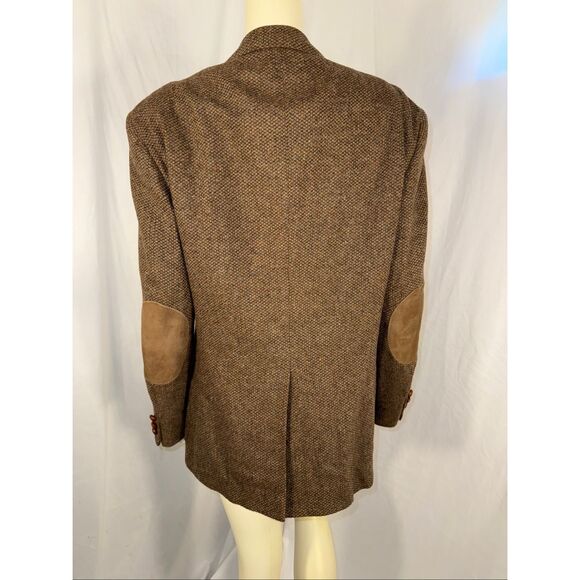 Vintage Stafford Tweed Blazer 42R – Wool Houndstooth Sport Coat with Suede Elbow - Picture 5 of 14
